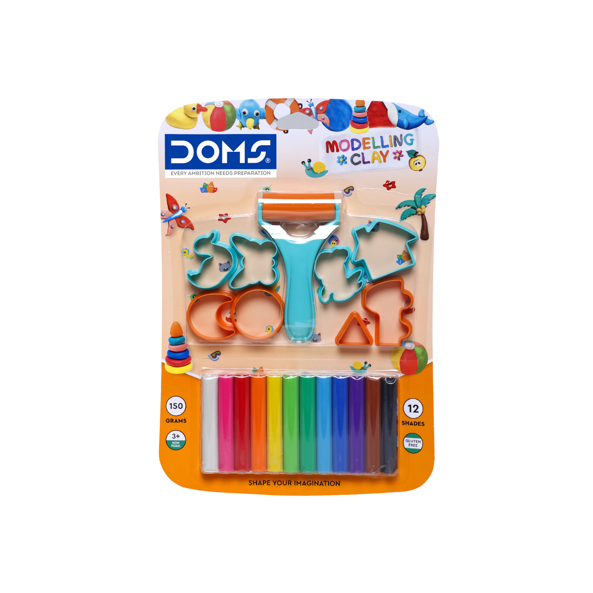 DOMS Modelling Clay Set 12 Shades – Non-Toxic Soft Clay for Kids | Multi-Color Creative Clay Kit with Tools | DIY Art & Craft Clay