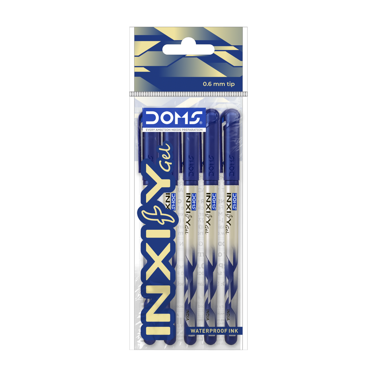 DOMS INXIFY Gel Pens Pack of 12 – 0.6mm Smooth Writing Gel Pens, Waterproof Ink, Blue, Black & Red Pens for School, Office & Exams