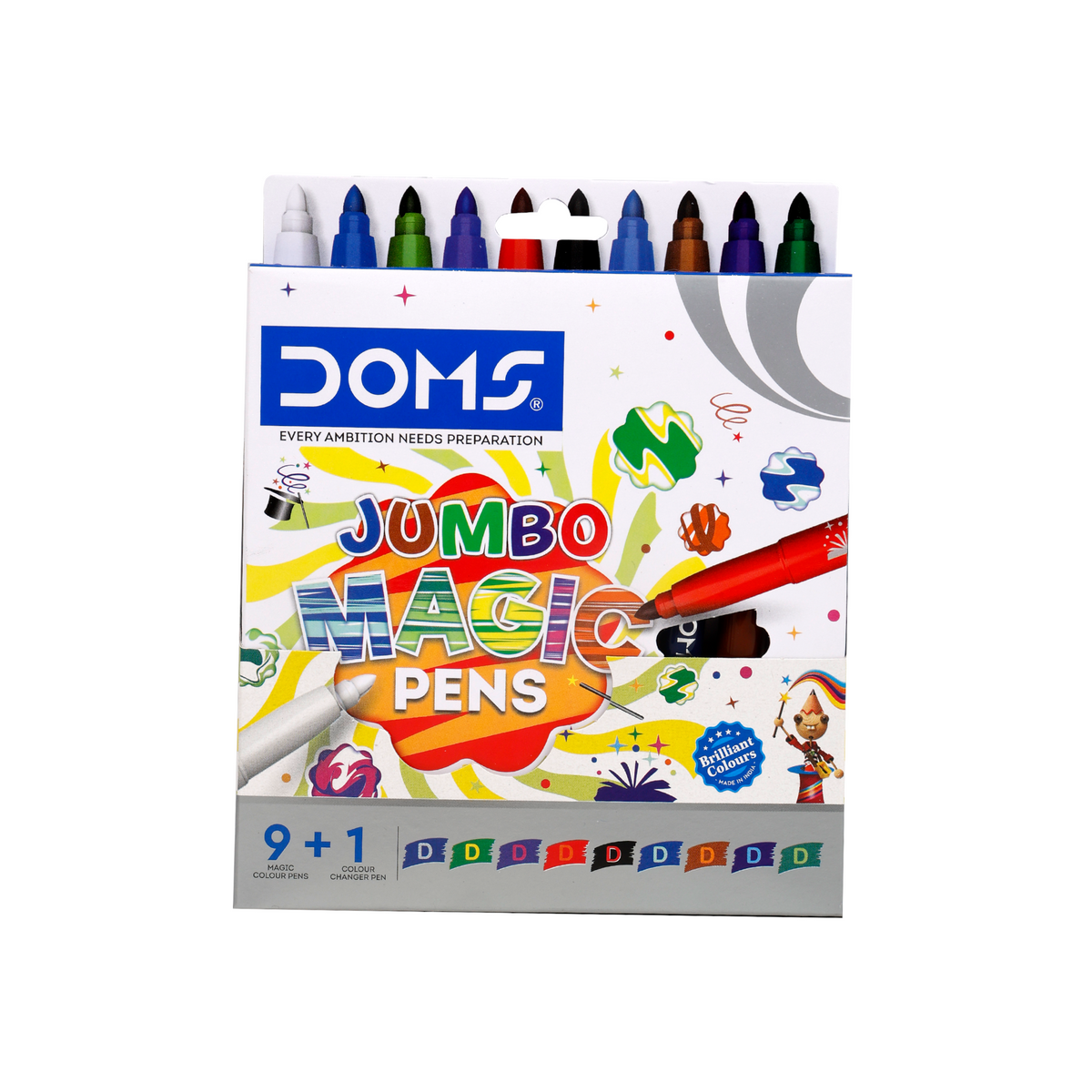 DOMS Jumbo Magic Pens 9+1 Set | Color Changing Sketch Pens for Kids, Drawing & Creative Art