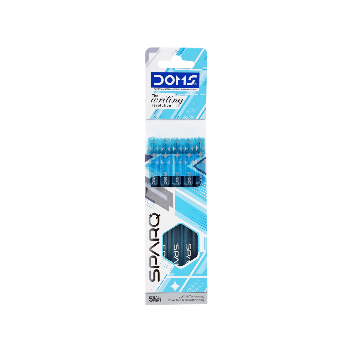 DOMS SPARQ Ball Pens Pack of 5 | ULV Ink Technology | Blue, Black or Red Ink