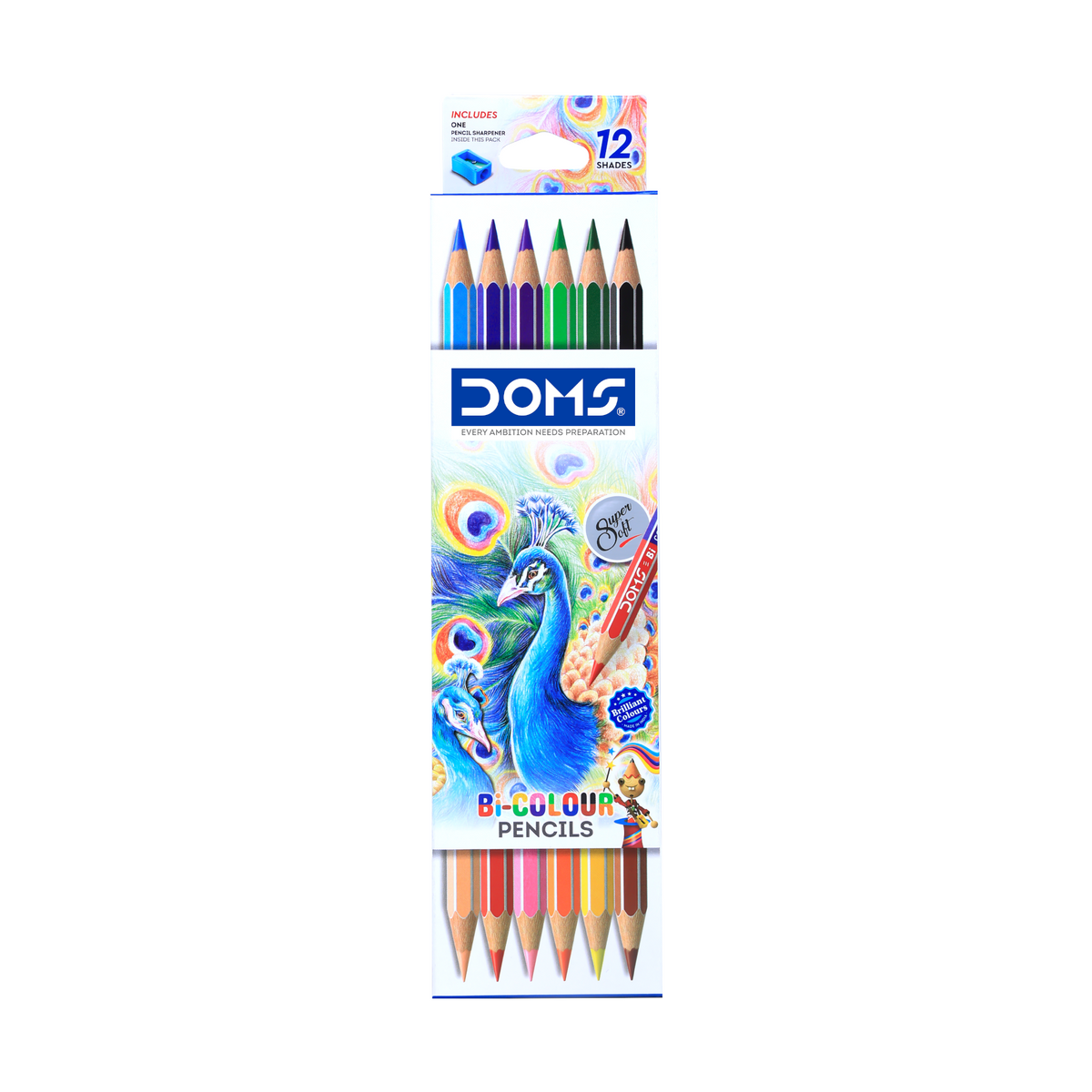 DOMS Bi-Colour Pencils Set – Dual Colour Art Pencils with Sharpener | Vibrant & Smooth Colouring