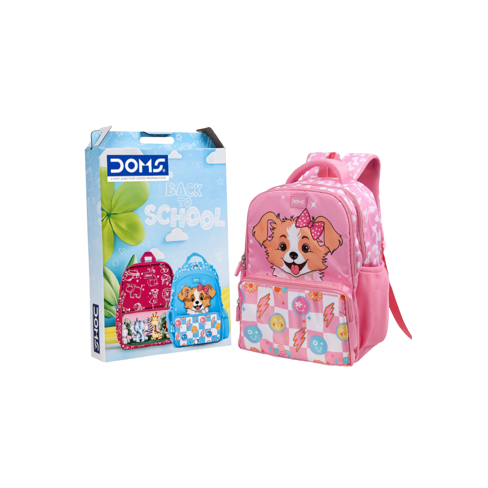 DOMS Puppy Face Bag Kids School Backpack – Cute Puppy Theme Lightweight Water-Resistant Bag (22L)