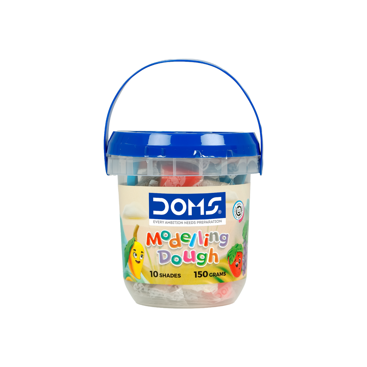DOMS Modelling Dough 10 Shades (150g) with Bucket & Tools | Soft Non-Sticky Dough for Kids Creative Play