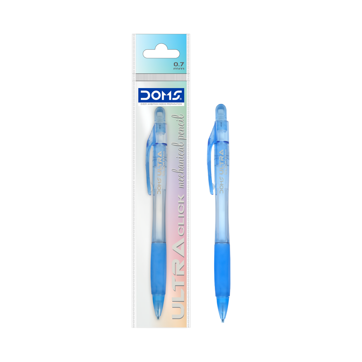DOMS Ultra Click Mechanical Pencil 0.7mm | Smooth Writing Click Pencil with Built-in Eraser | Ergonomic Grip, Vibrant Body Colors