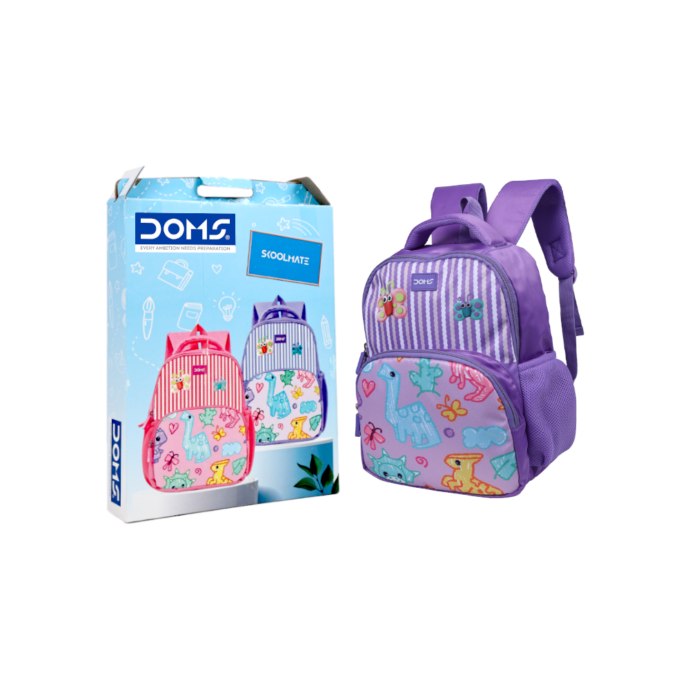 DOMS Dino Bag Kids School Backpack – Lightweight Water-Resistant Dinosaur Theme Bag (14L)