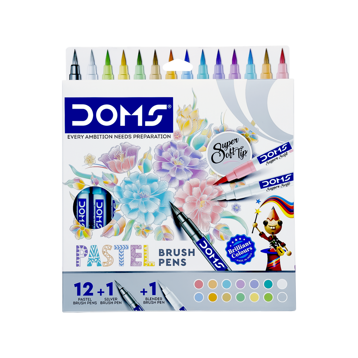 DOMS Pastel Brush Pen Set – Soft Color Flexible Tip Pens for Calligraphy, Journaling & Creative Art