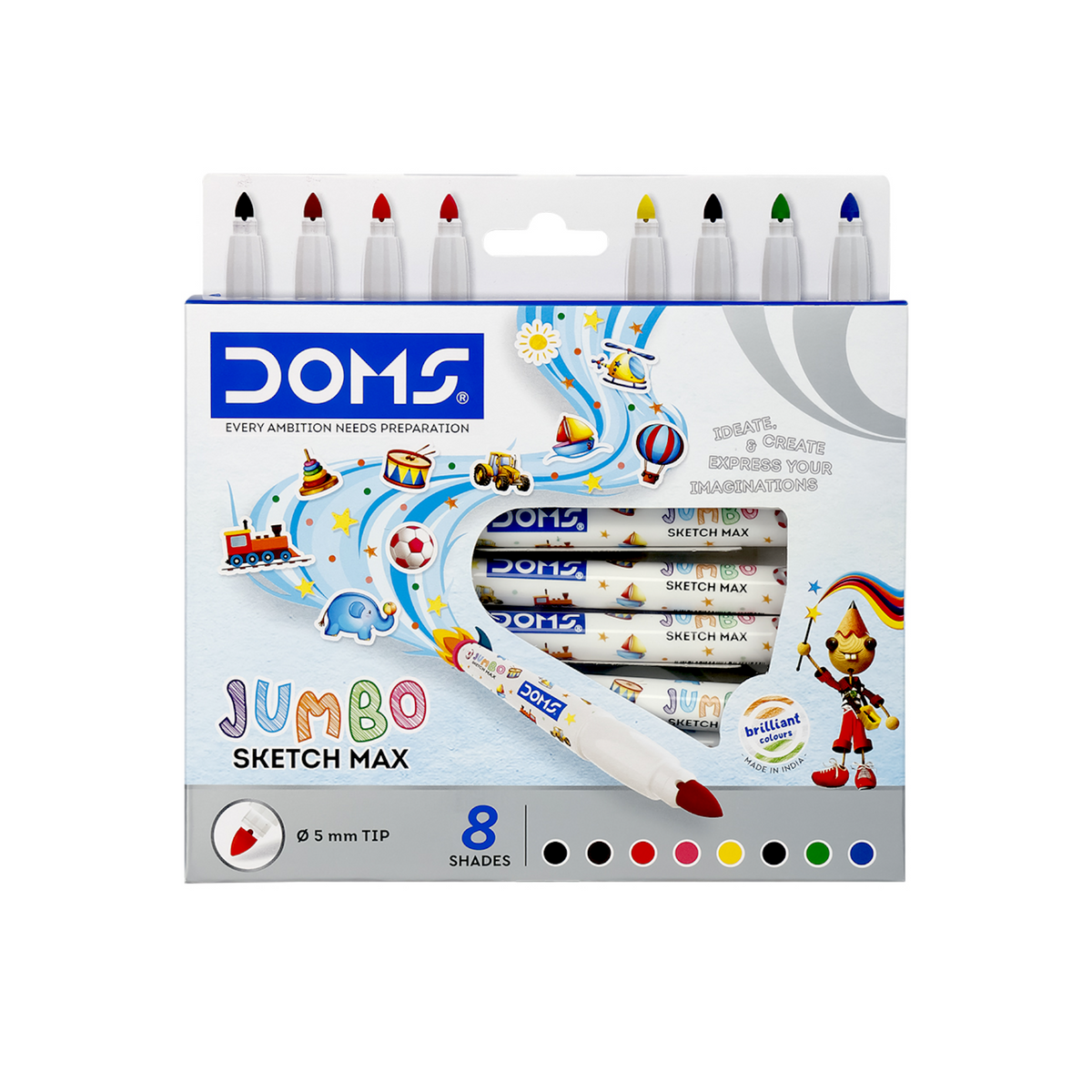 DOMS Jumbo Sketch Pens – Thick Grip Coloring Markers for Kids & School Use