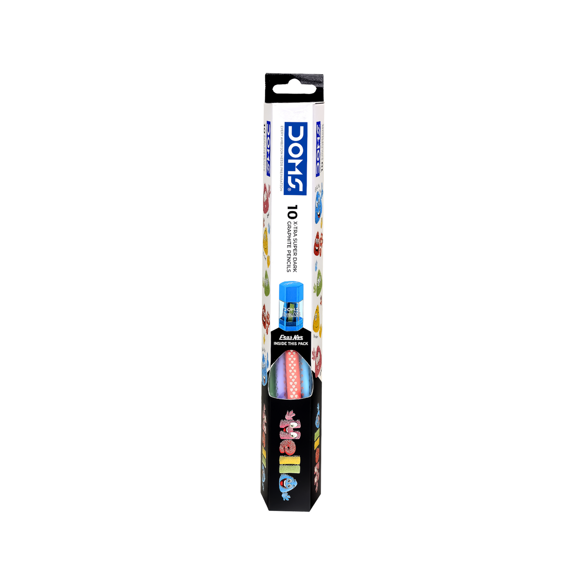 DOMS Hello Graphite Pencils | Extra Super Dark Writing | HB Pencils with Eraser & Sharpener | Smooth & Break-Resistant