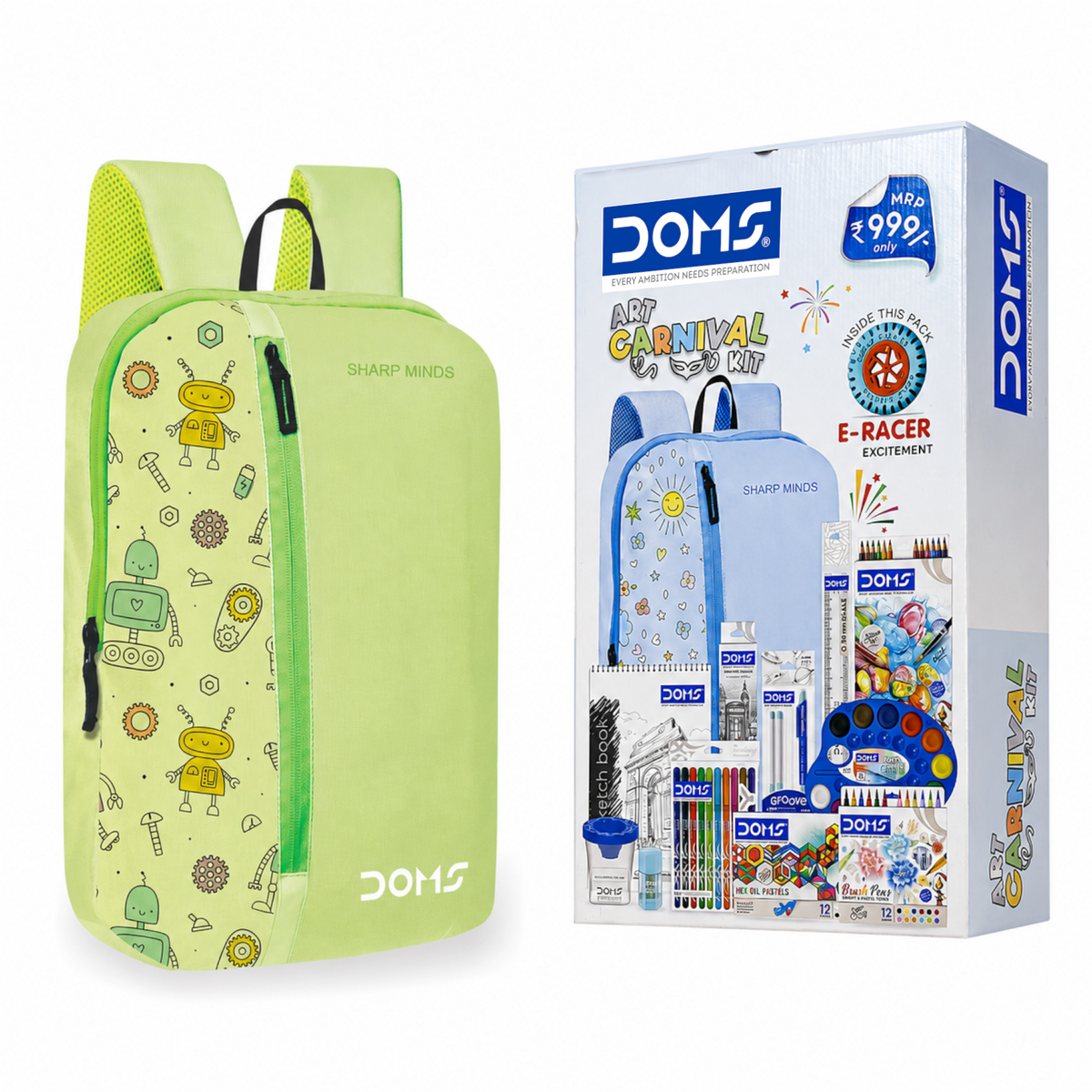 DOMS Art Carnival Kit – Premium All-in-One Art & Stationery Set with Designer Backpack | Complete Drawing, Painting & Creative Kit for Kids
