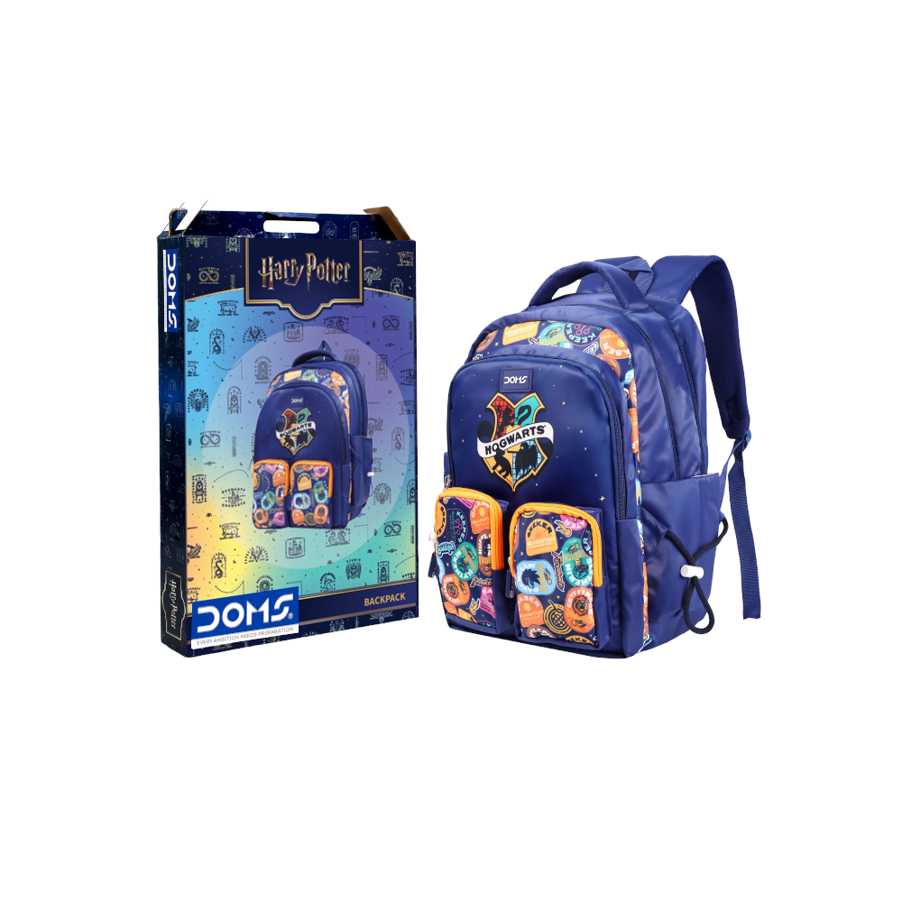 DOMS Hogwarts Blue School Backpack – Large Capacity Water-Resistant | Travel & School Bag (42L) | Official License Merchandise