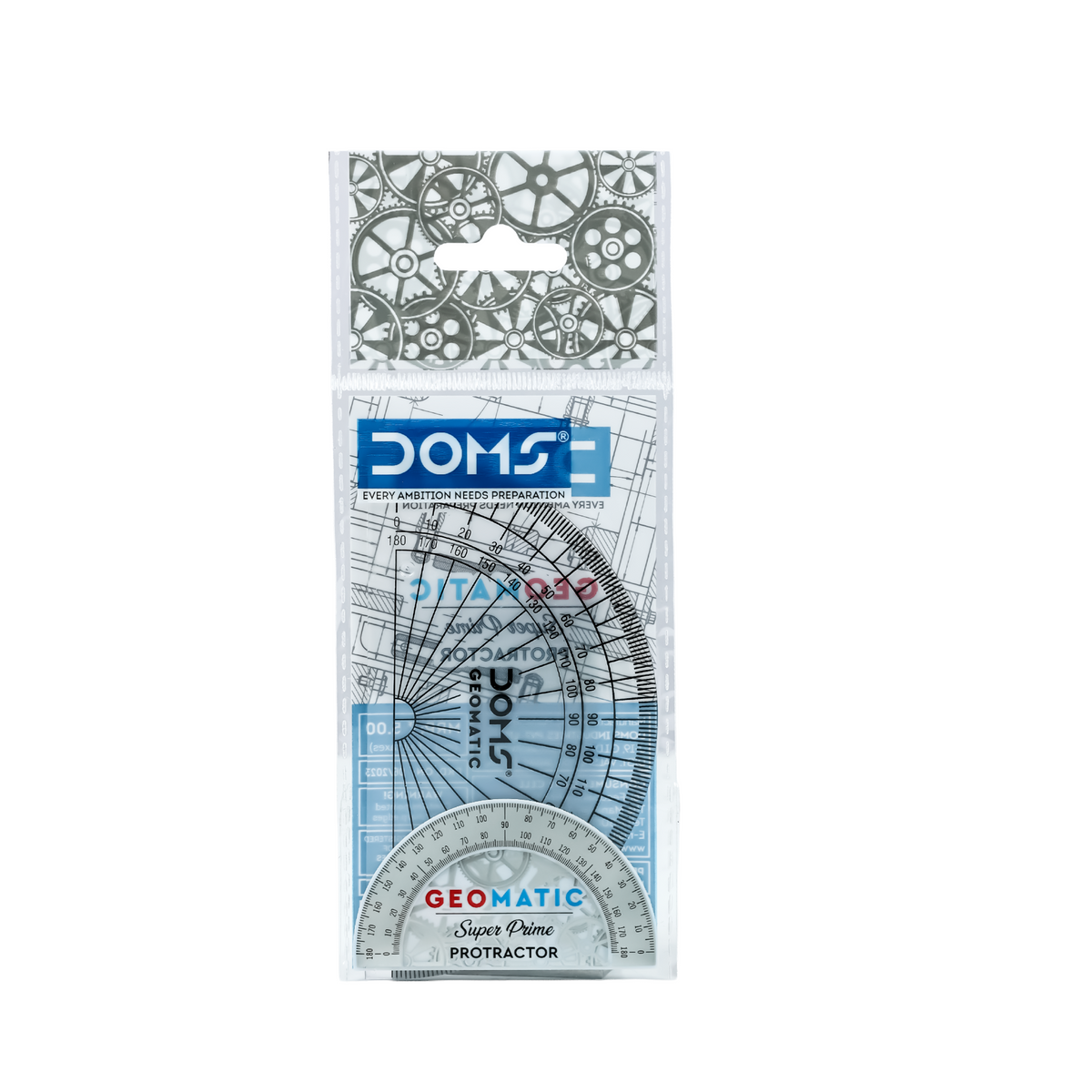 DOMS Geomatic Super Prime Protractor | 180 Degree Transparent Geometry Protractor with Dual Scale | Angle Measuring Tool for School, Maths & Technical Drawing