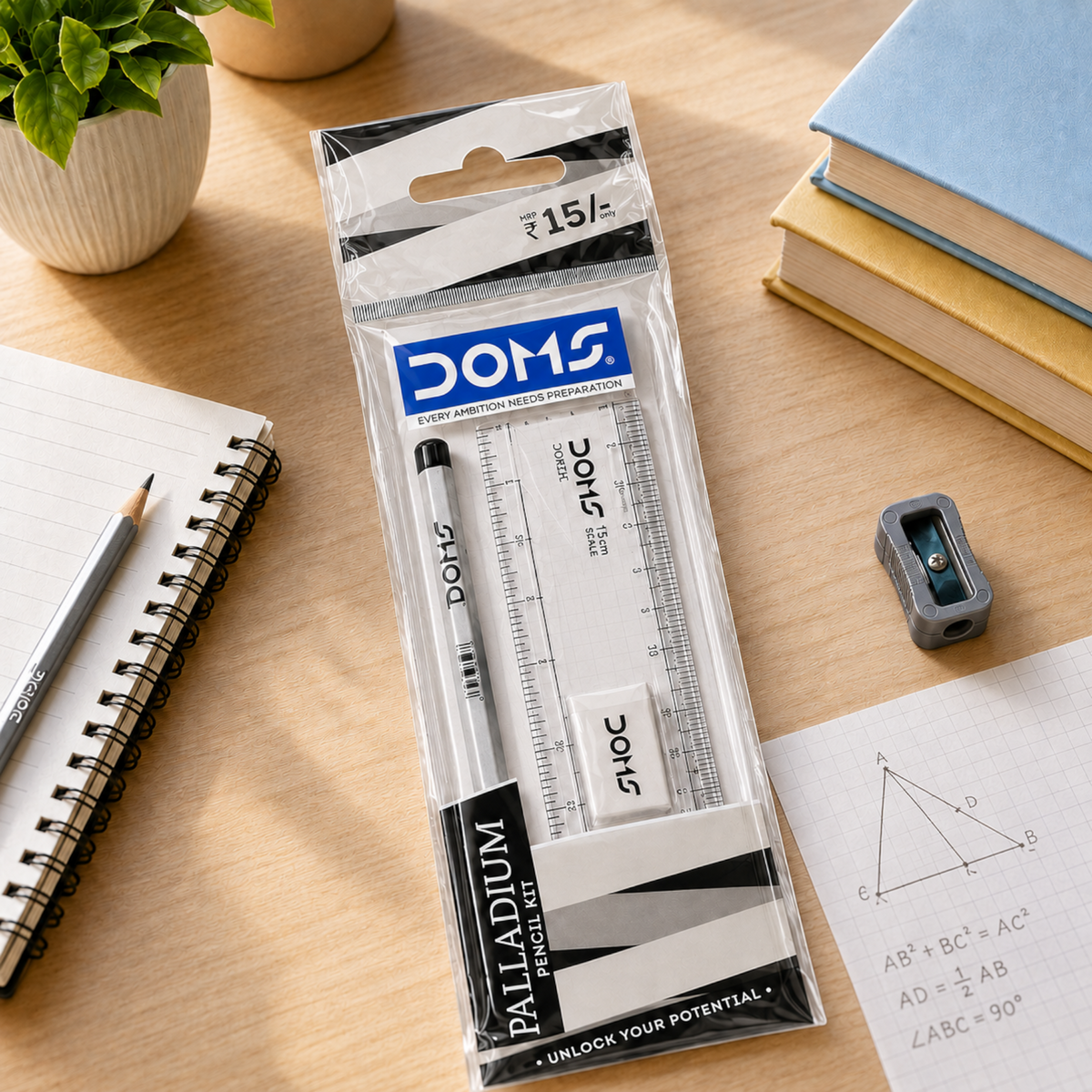 DOMS Palladium Pencil Kit – Premium Stationery Set with Pencil, Scale, Sharpener & Eraser for School, Drawing & Exam Use