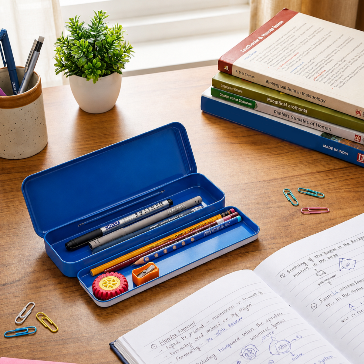 DOMS Wonder Woman Tin Box – Premium Metal Pencil Box with Double Tray | Durable Superhero Storage Case for Kids | Spacious & Travel-Friendly Organizer | Official licensed Merchandise