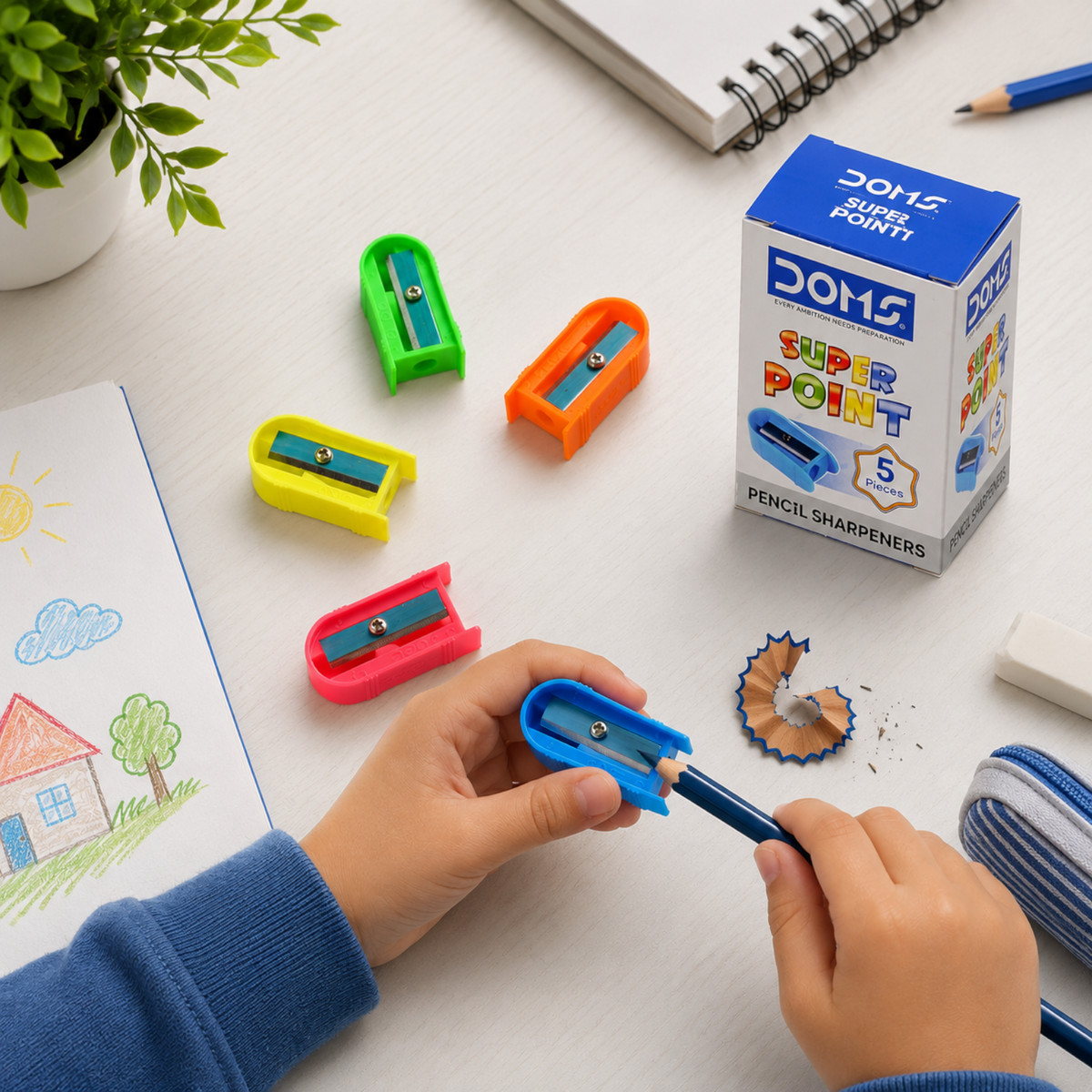DOMS SUPER POINT Pencil Sharpener | Durable, Smooth Sharpening, Non-Toxic | Ideal for School, Office & Art Supplies