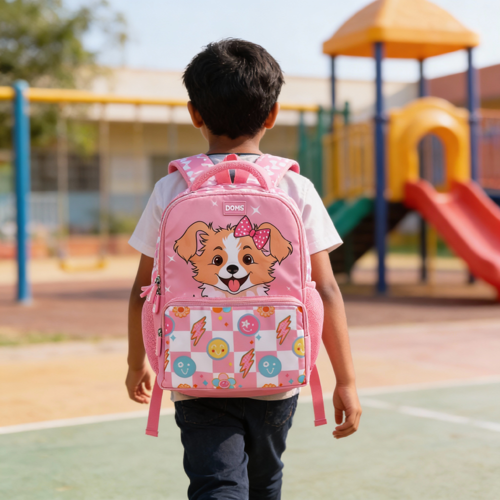 DOMS Puppy Face Bag Kids School Backpack – Cute Puppy Theme Lightweight Water-Resistant Bag (22L)