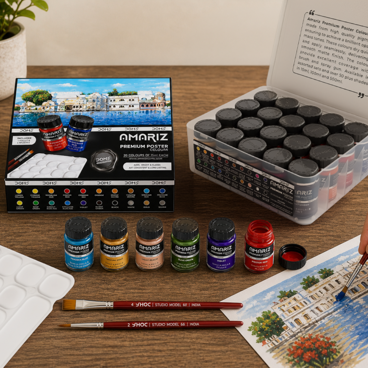 Amariz Premium Poster Colours Set | Rich Matte Finish Poster Paints for Artists, Students & Designers
