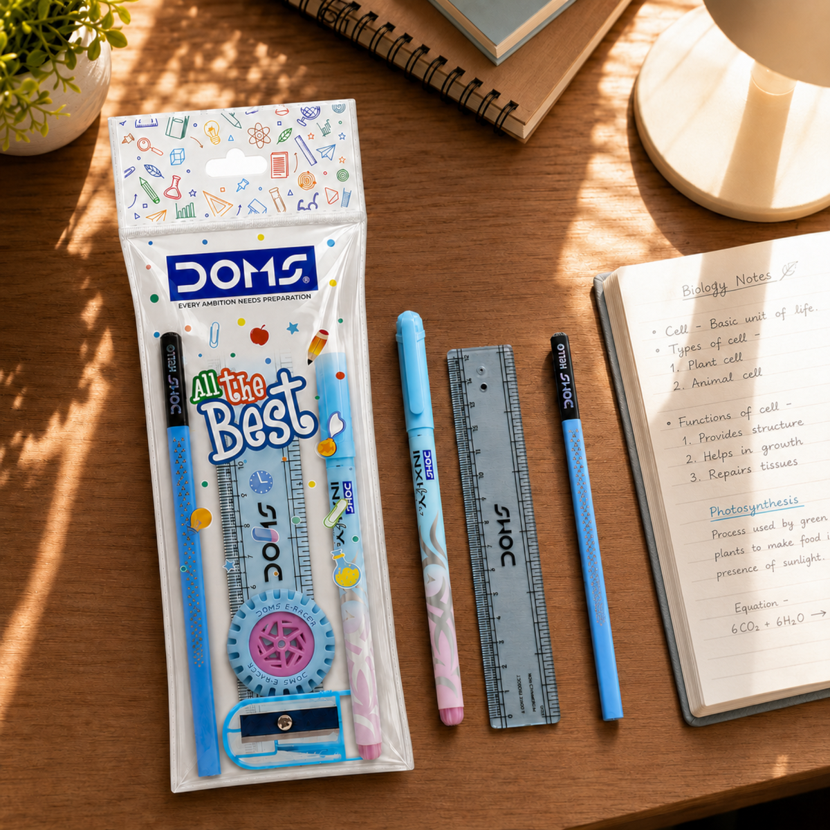 DOMS All The Best Stationery Kit – Complete Exam Essentials Set with Pencil, Pen, Ruler, Eraser & Sharpener | Student Stationery Combo Pack