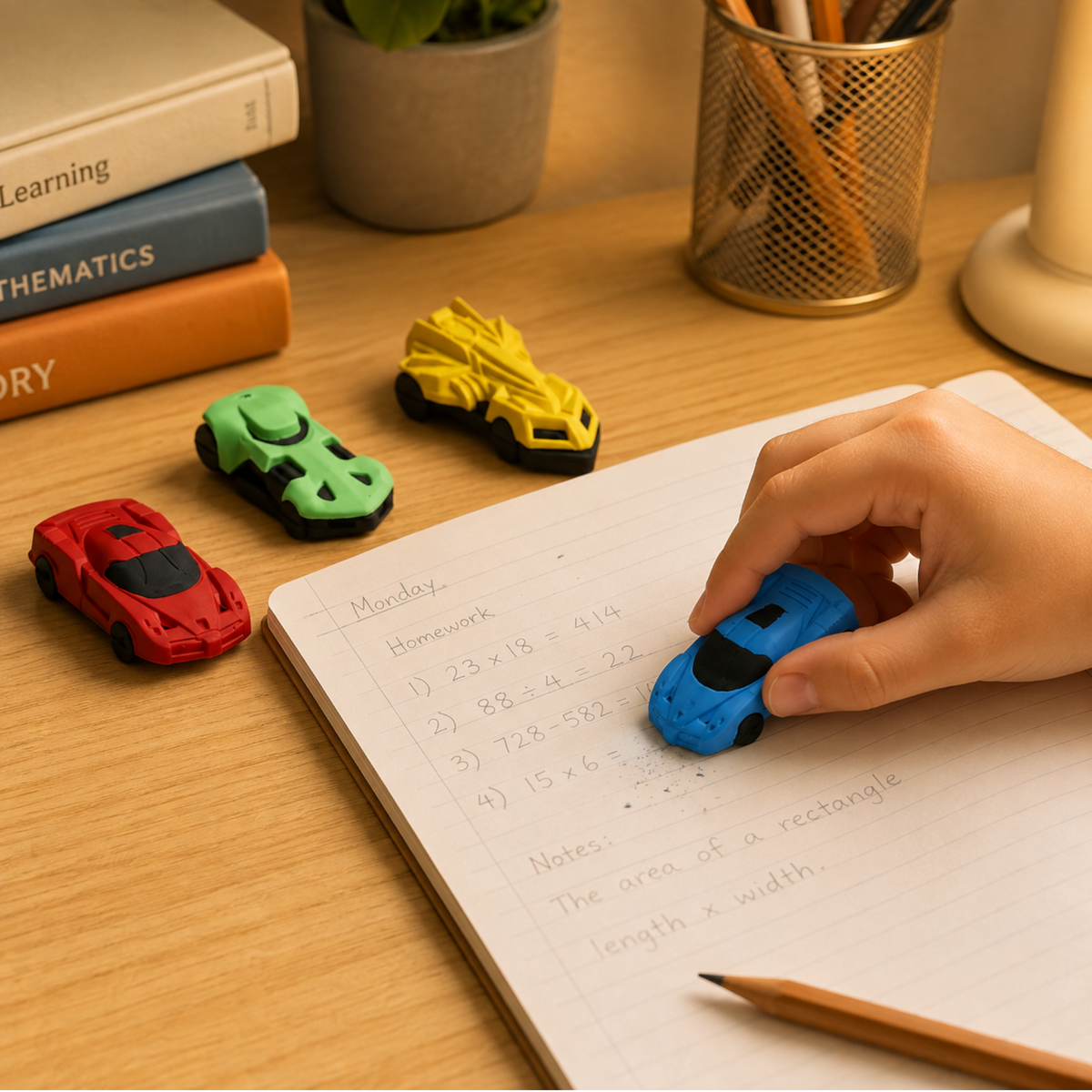DOMS Sport Car Eraser for Kids | Fun Car-Shaped Pencil Eraser | Smudge-Free, Non-Toxic School Stationery