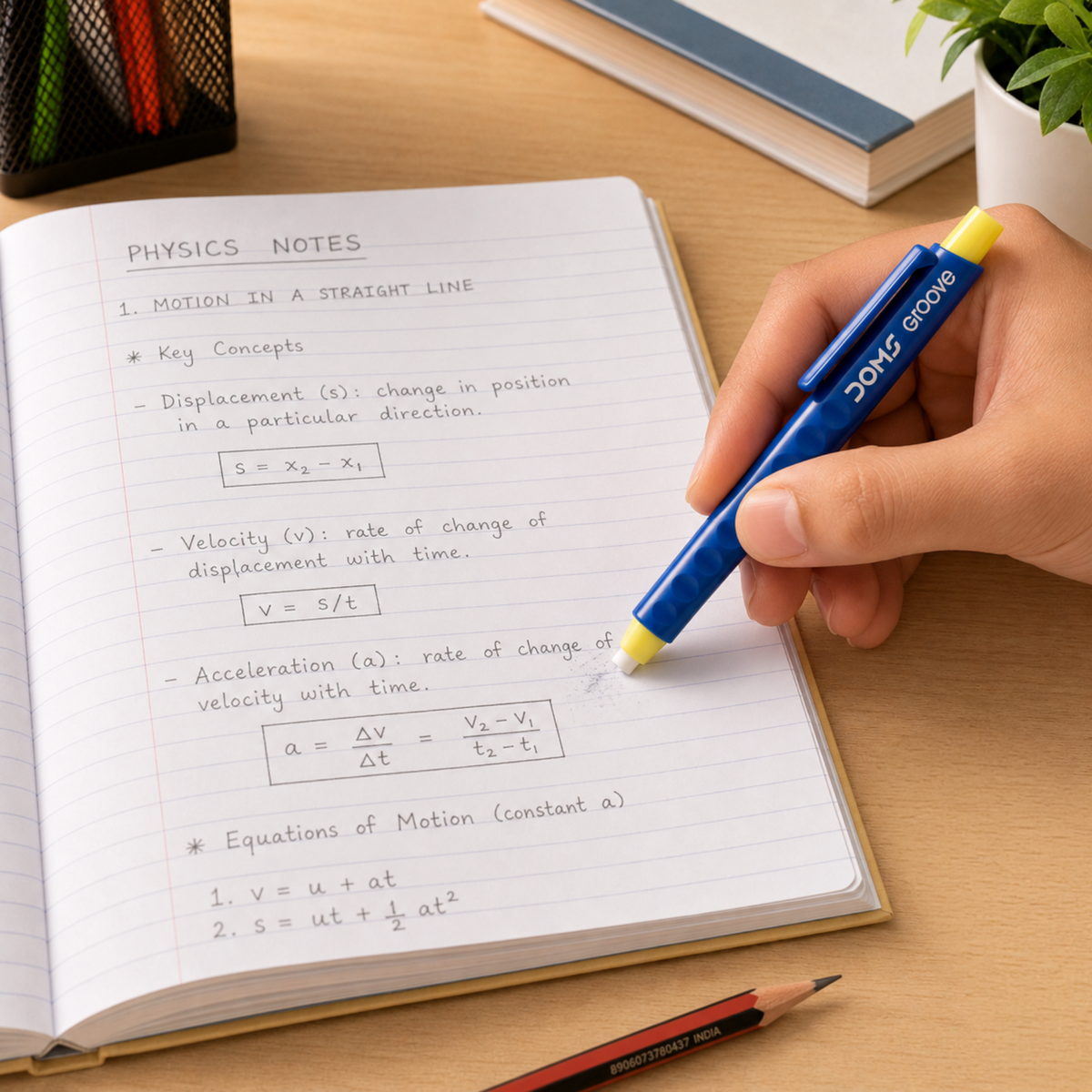DOMS GROOVE Retractable Eraser | Precision Click Eraser Pen | Dust-Free, Smudge-Free, Non-Toxic Eraser for School, Office & Art