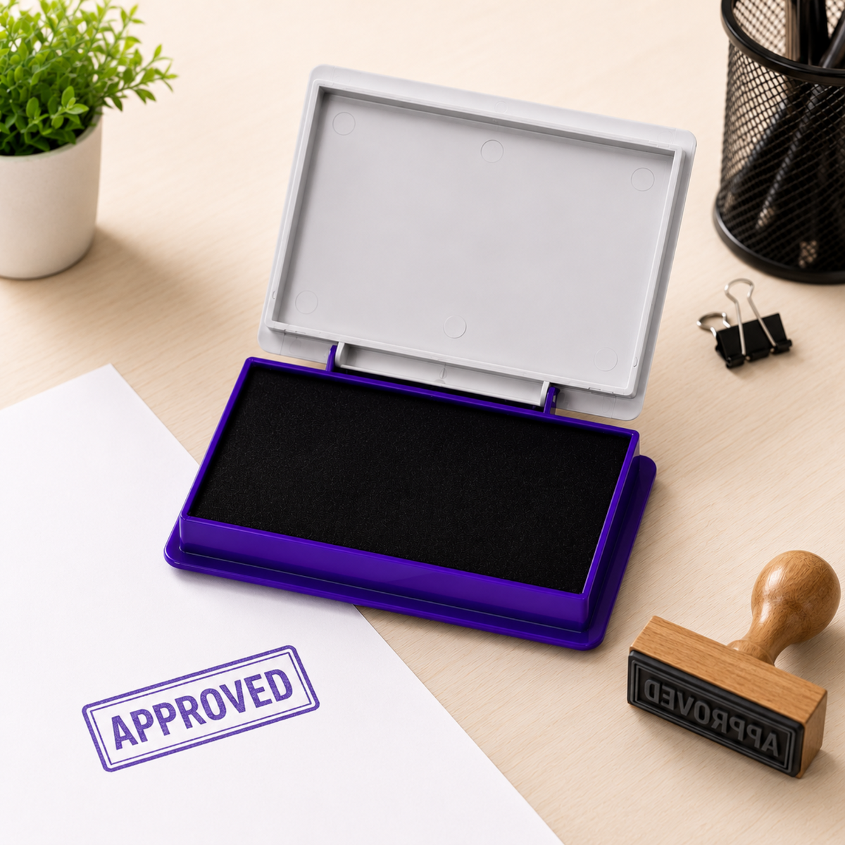 DOMS Premium Jumbo Stamp Pad – Jumbo Size Ink Pad | Violet, Black and Red | Extra-Large Surface for Clear & Bold Stamping