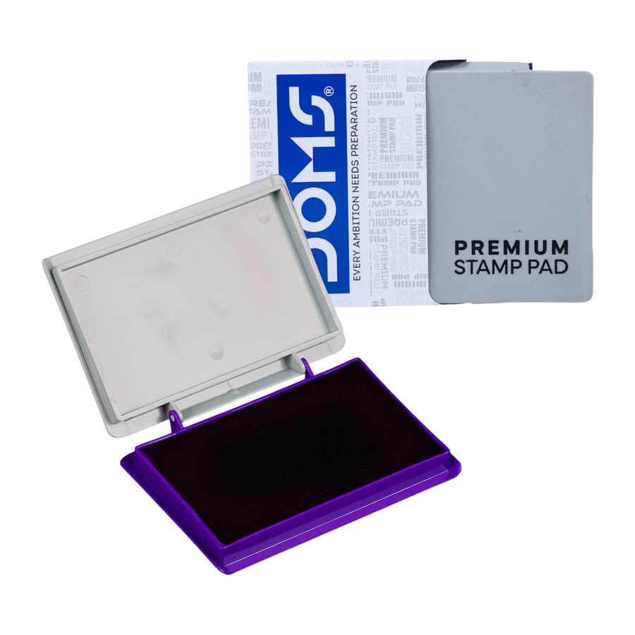 DOMS Premium Small Stamp Pad – Compact Ink Pad | Violet, Black and Red | Portable, Quick-Dry Ink for Office, School & Personal Use