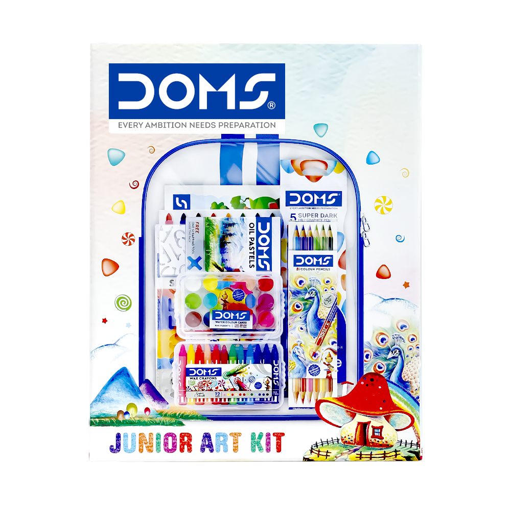 DOMS Junior Art Kit – Complete Art & Craft Set for Kids | Colouring, Drawing & Painting Kit with Carry Bag