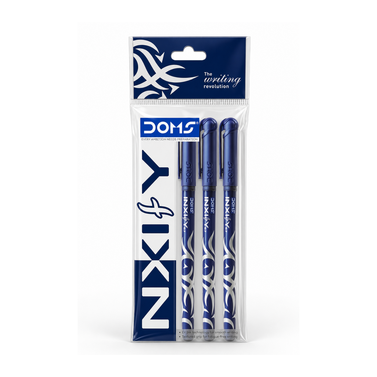 DOMS INXIFY Ball Pens Pack of 5 – Smooth Writing Ball Point Pens, Blue, Black & Red Ink Pens for School, Office & Daily Use