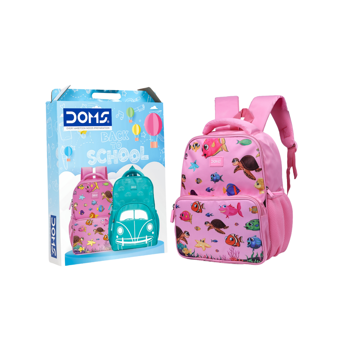 DOMS Aqua Bag Kids School Backpack – Ocean Theme Lightweight, Stylish & Spacious Backpack Water-Resistant Bag (14L)