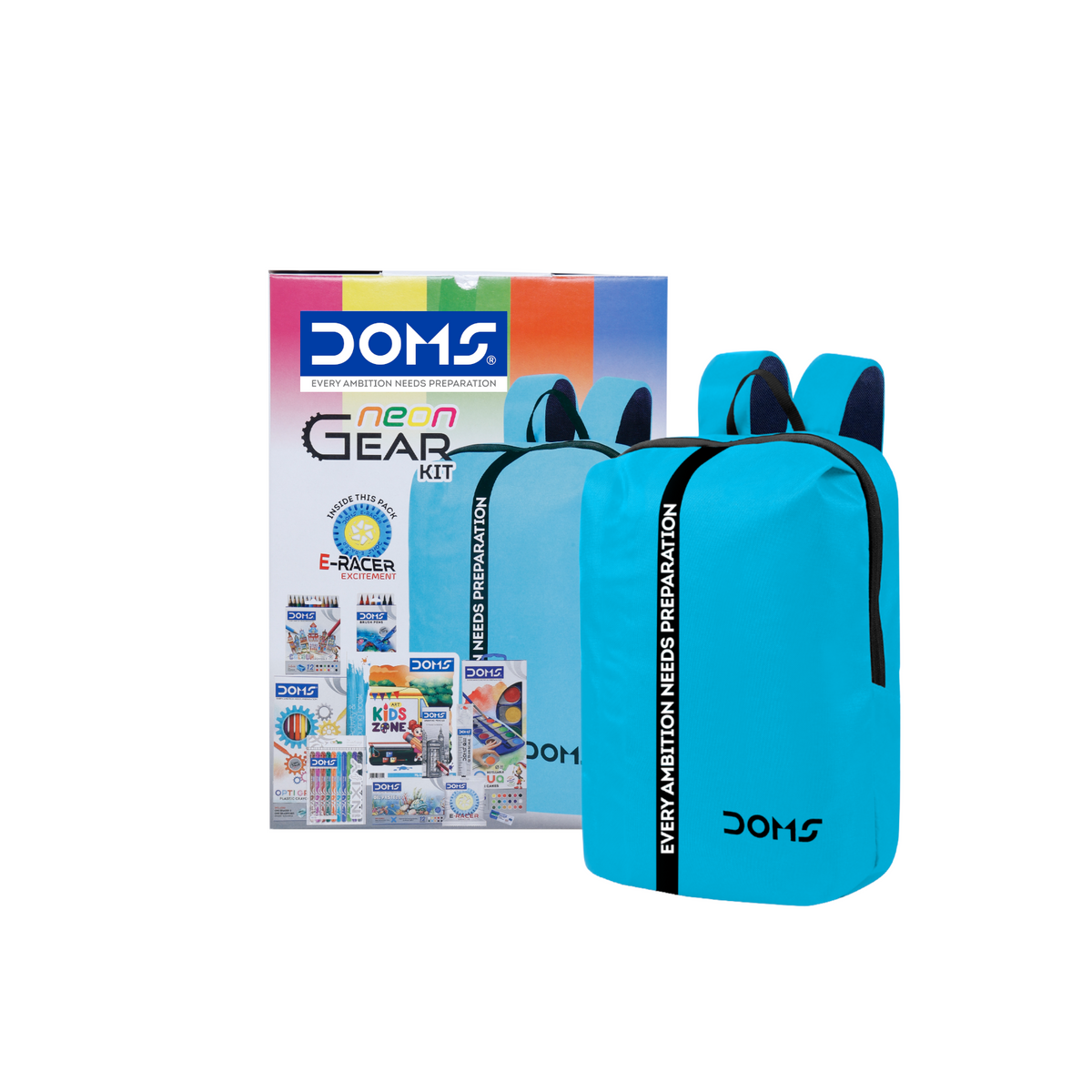 DOMS Neon Gear Kit – Kids Art & Stationery Set with Neon Colours, Sketch Tools & Pencil Box | All-in-One Creative Kit for School & Drawing