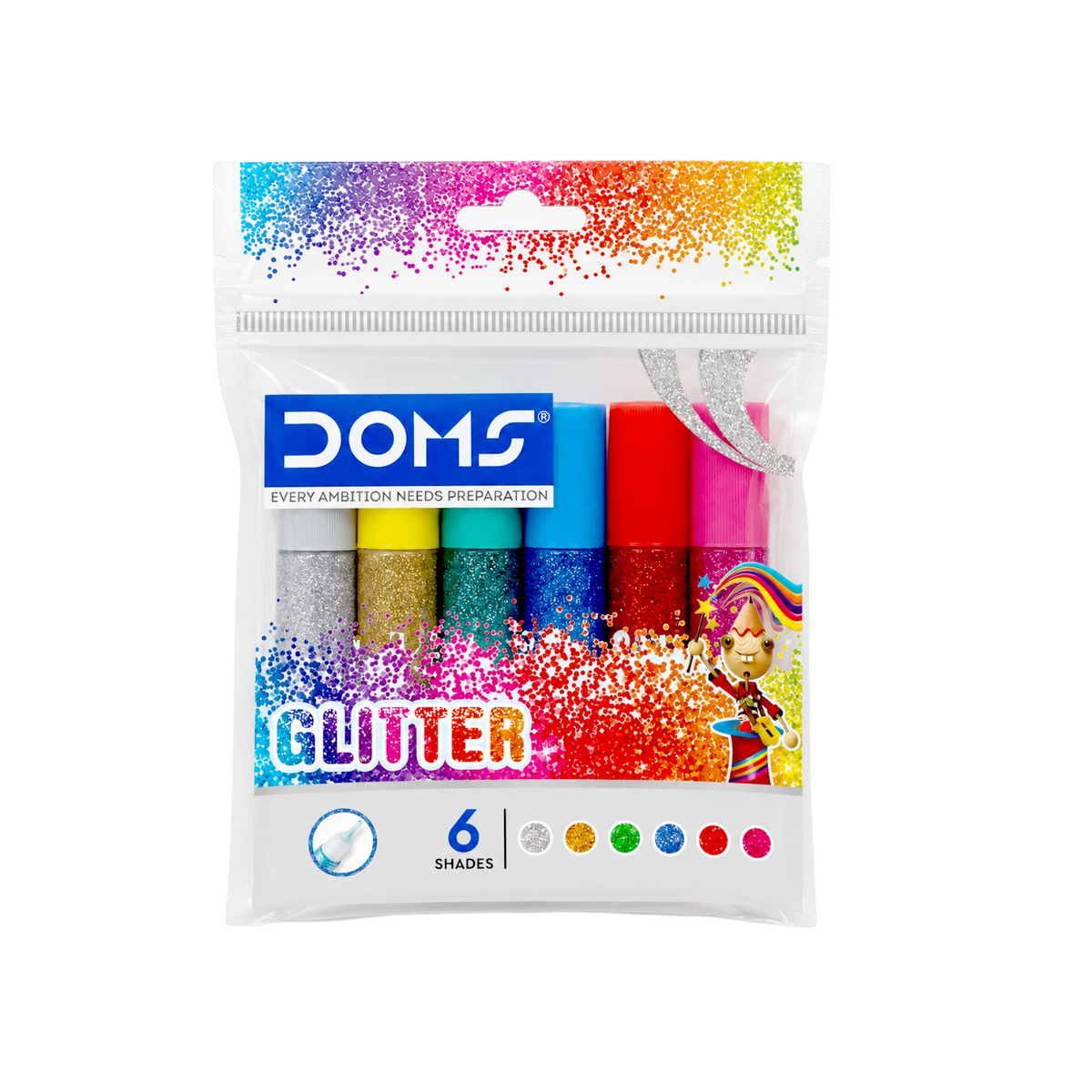 DOMS Glitter Glue  – 6 Multicolor Shades | Sparkling Craft Glue for Kids & DIY Projects