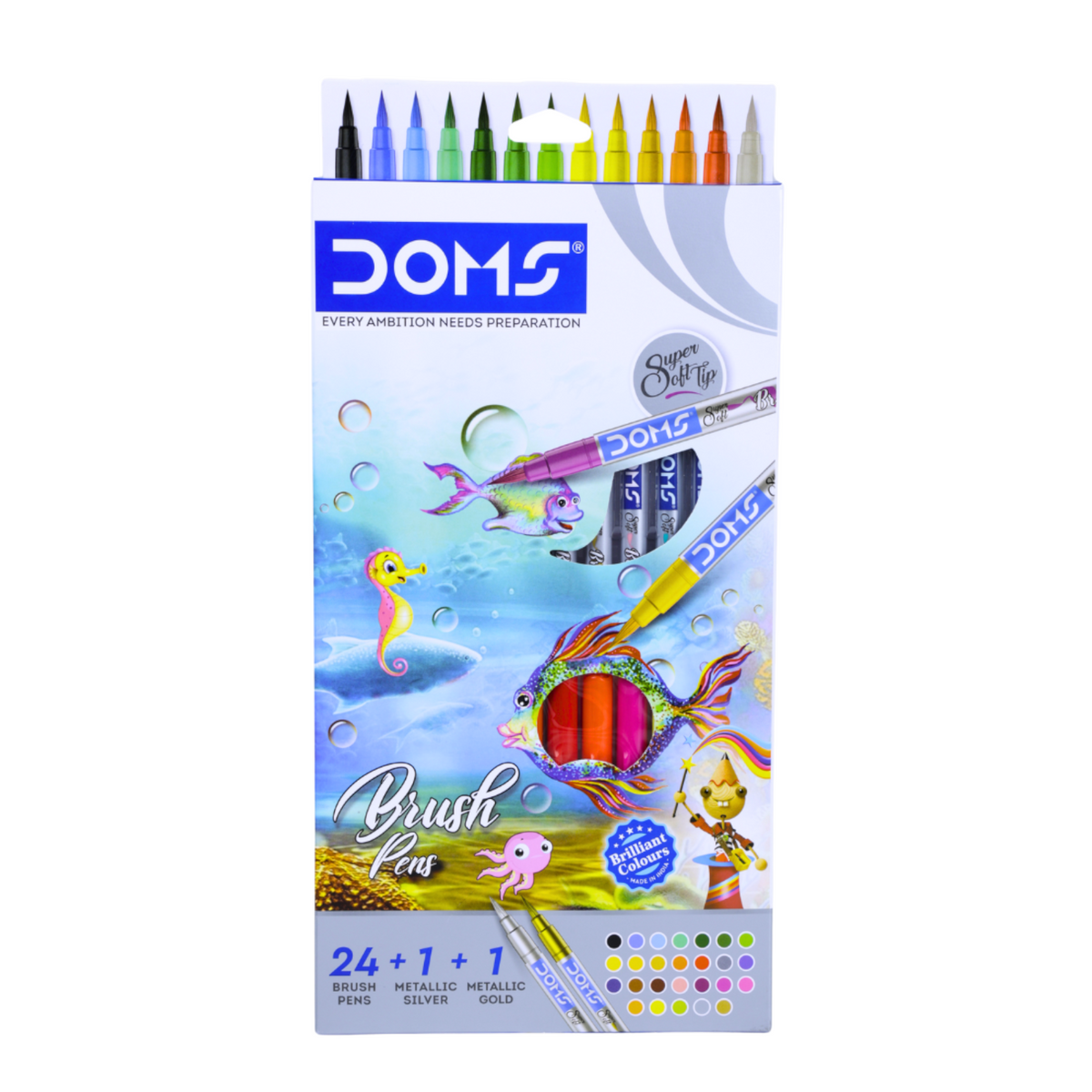 DOMS Brush Pen 26 Shades – Flexible Tip Art Pens for Calligraphy, Coloring & Illustration
