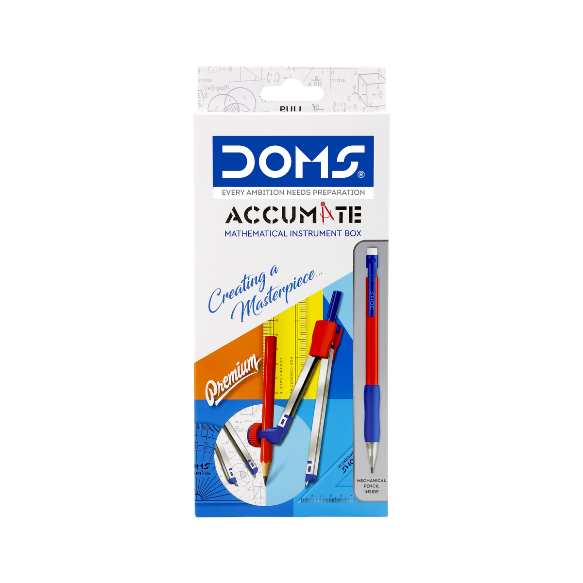 DOMS ACCUMATE Math Instrument Box – Premium Geometry Kit with Compass, Divider, Protractor, Scale & Mechanical Pencil for Students