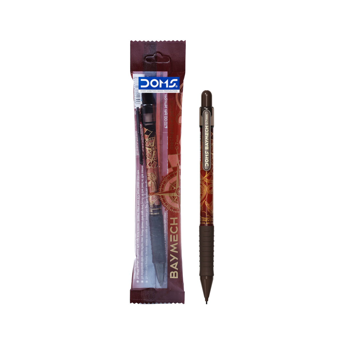 DOMS BAYMECH Mechanical Pencil 0.7 mm | Premium Refillable Pencil with Grip | Smooth Writing & Precision Drawing Tool