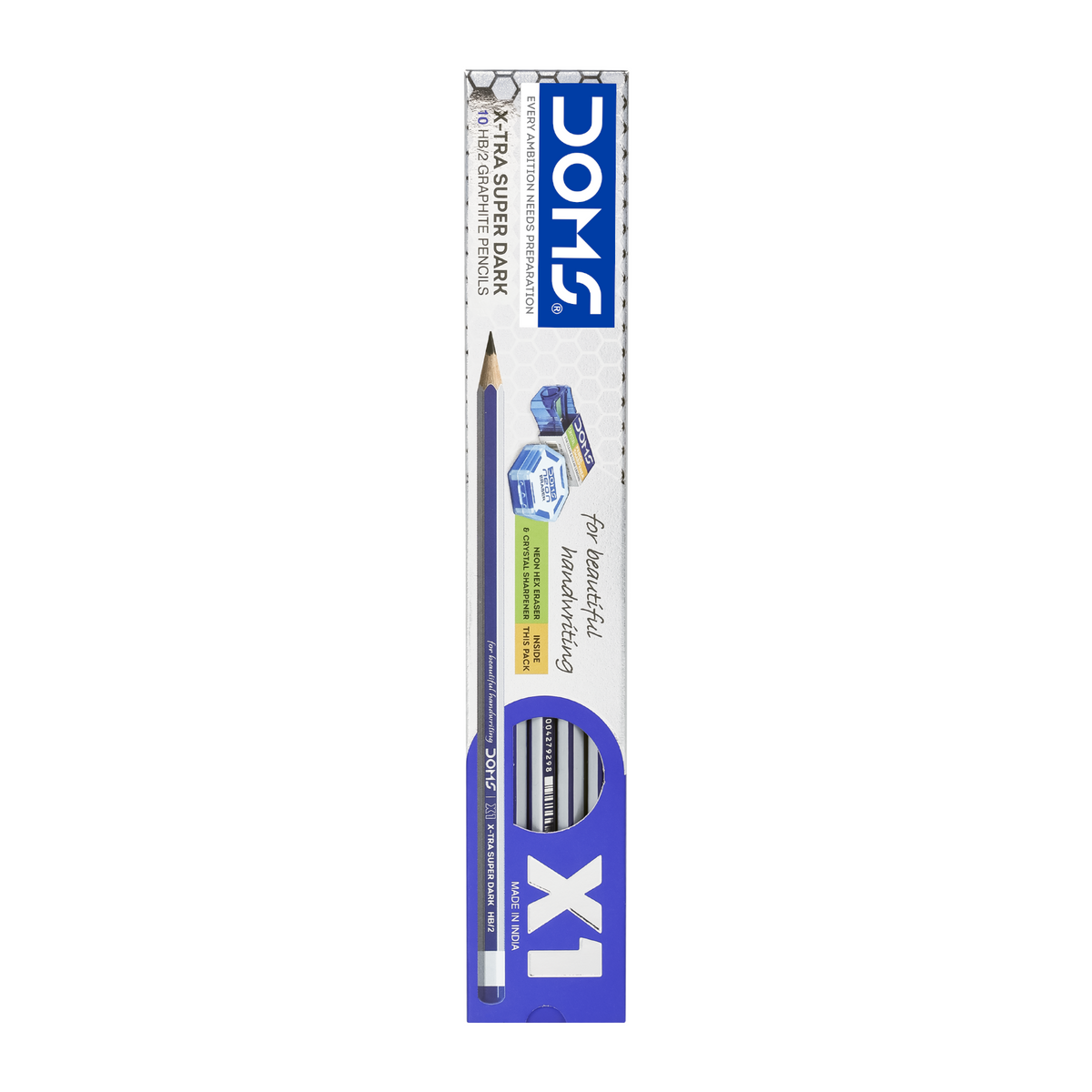 DOMS X1 Graphite Pencils | X-Tra Super Dark | Smooth Writing | Break-Resistant Lead | School & Office Use