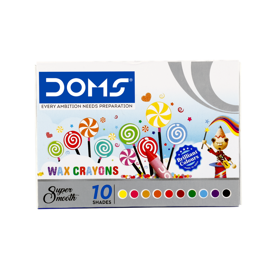 DOMS Wax Crayons Set – Super Smooth Colouring Crayons | Bright & Non-Toxic Kids Crayons