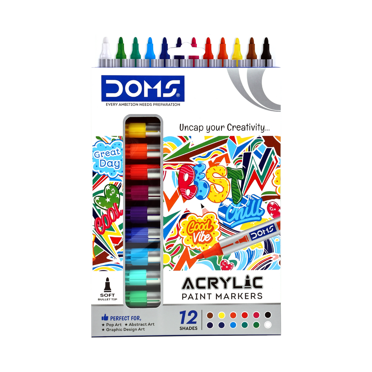 DOMS Acrylic Paint Markers Set | Multi-Surface Acrylic Marker Pens for DIY Art, Craft & Creative Projects