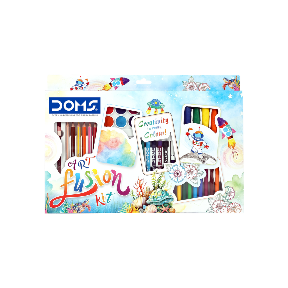 DOMS Art Fusion Kit – Drawing, Colouring & Craft Essentials Combo Pack