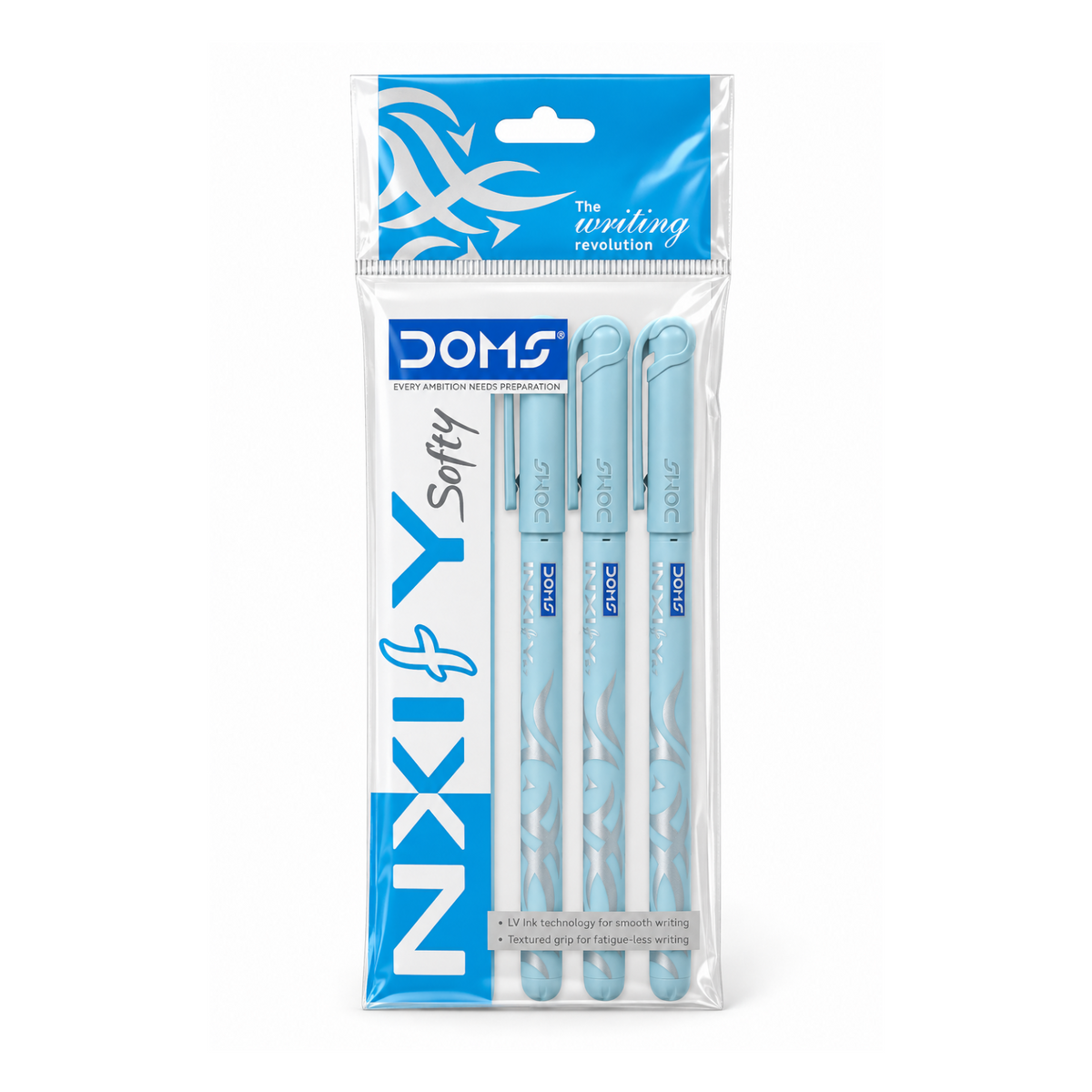 DOMS INXIFY Softy Ball Pens Pack of 5 – Smooth Writing Pens with LV Ink Technology, Blue, Black & Red Ink Pens for School, Office & Daily Use