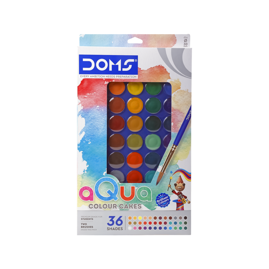 DOMS AQUA WCC 30mm Watercolor Paint Set | Vibrant Non-Toxic  Water Colors | Smooth Blending Art & Painting Kit for Kids & Artists