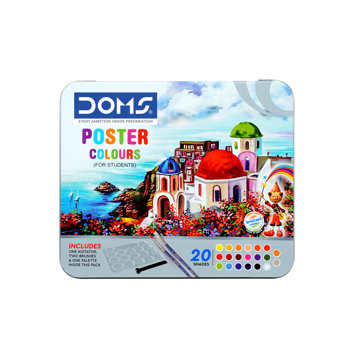 DOMS STUDENT POSTER COLOUR 20 SHADES – Vibrant Water-Based Paint Set for School & Creative Projects