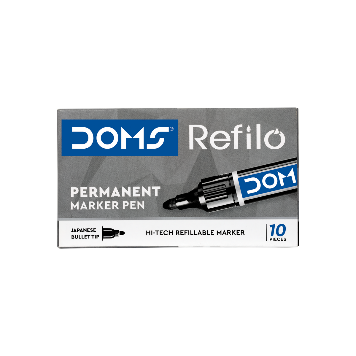 DOMS Refilo Permanent Marker Pen – Bullet Tip, Refillable, Waterproof & Quick Dry Ink | Multi-Surface Writing Marker (Pack Options Available)