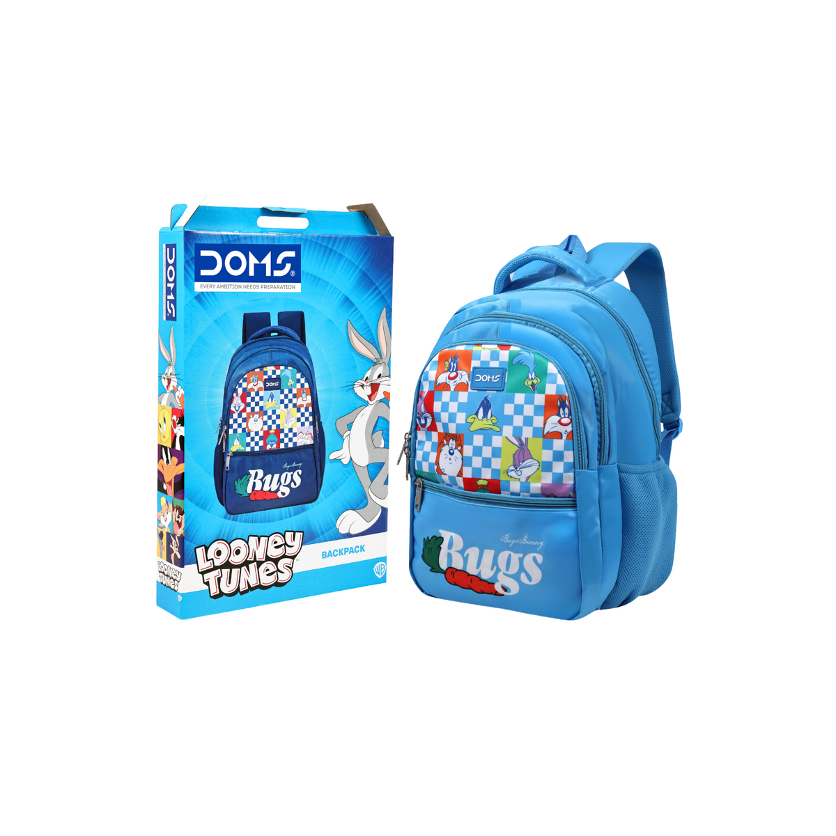 DOMS Bugs Bunny School Backpack – Lightweight Water-Resistant | Looney Tunes Theme Bag (34L) | Official Licensed Merchandise