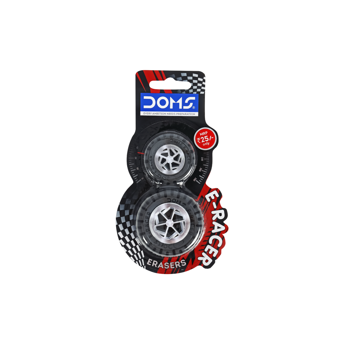 DOMS E RACER Eraser | Premium Smudge-Free Pencil Eraser | Dust-Free, Non-Toxic School & Office Stationery for Clean Erasing