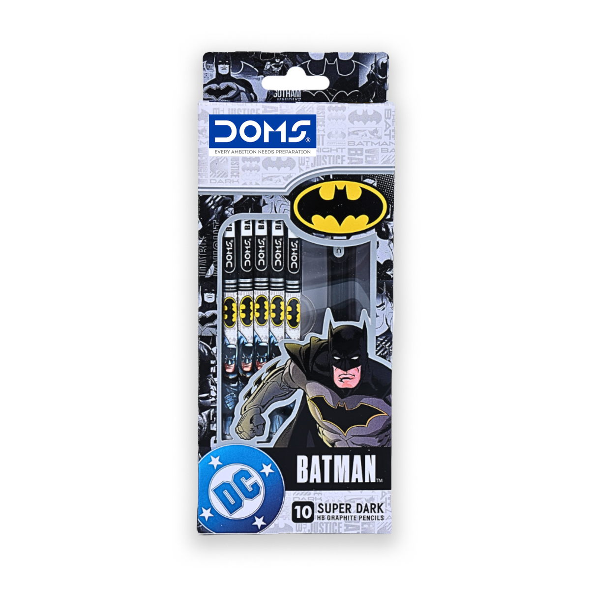 DOMS Batman Pencil Set | Batman Themed Graphite Pencils with Sharpener & Eraser | Premium Writing & Drawing Kit for Kids, School & Art Use | Official Licsenced Merchandise