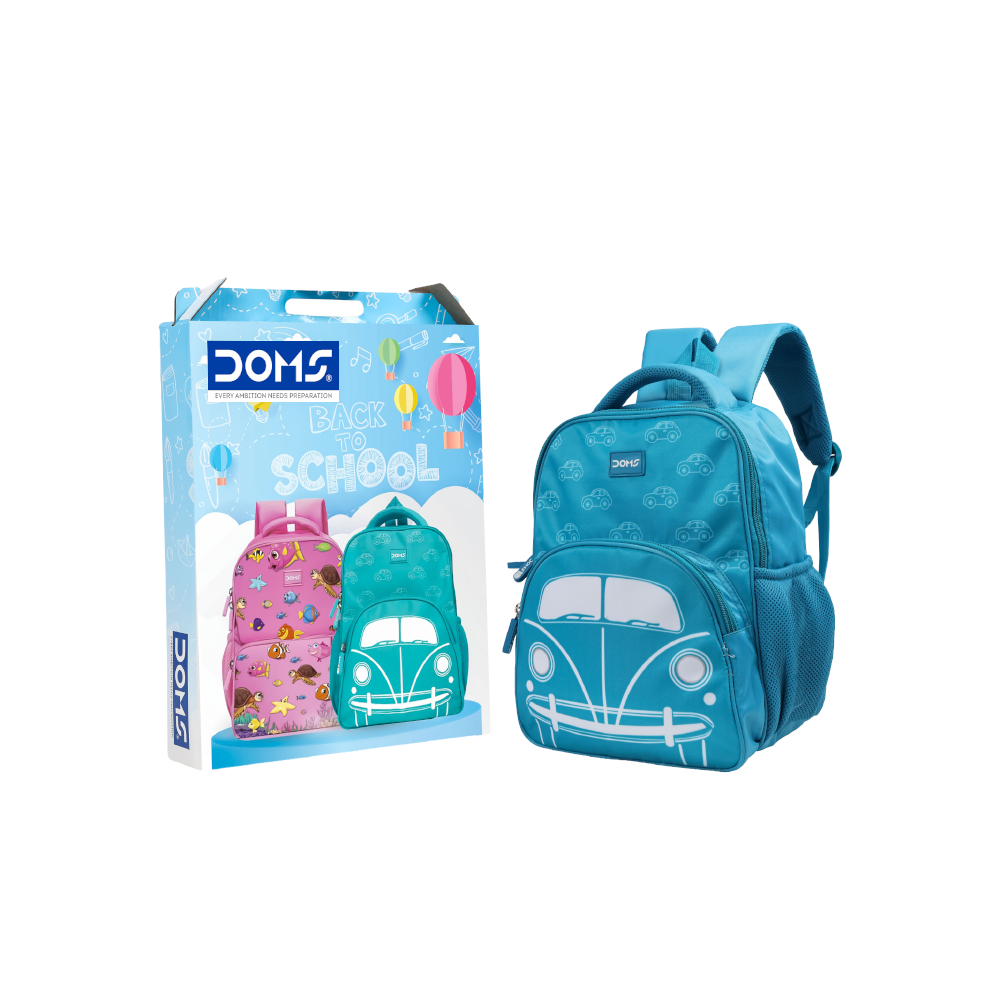 DOMS SPEEDz Bag Kids School Backpack – Lightweight Car Theme Water-Resistant Backpack (14L)