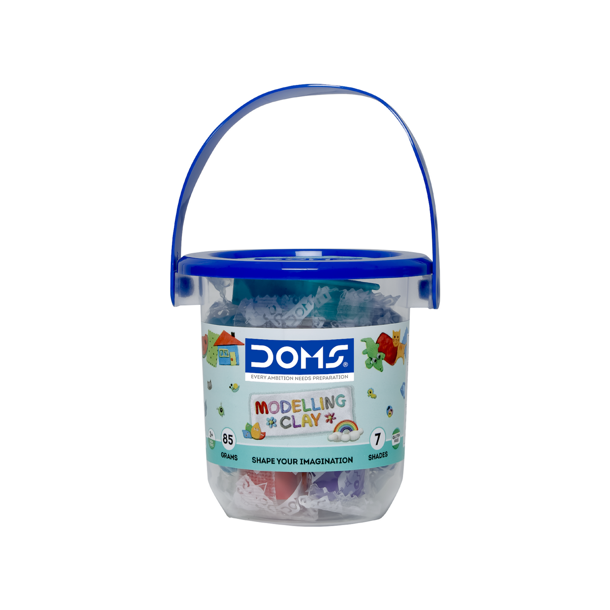 DOMS Modelling Clay 7 Shades (85g) – Soft Non-Sticky Clay with Bucket & Tools | Kids Creative Art & Craft Kit