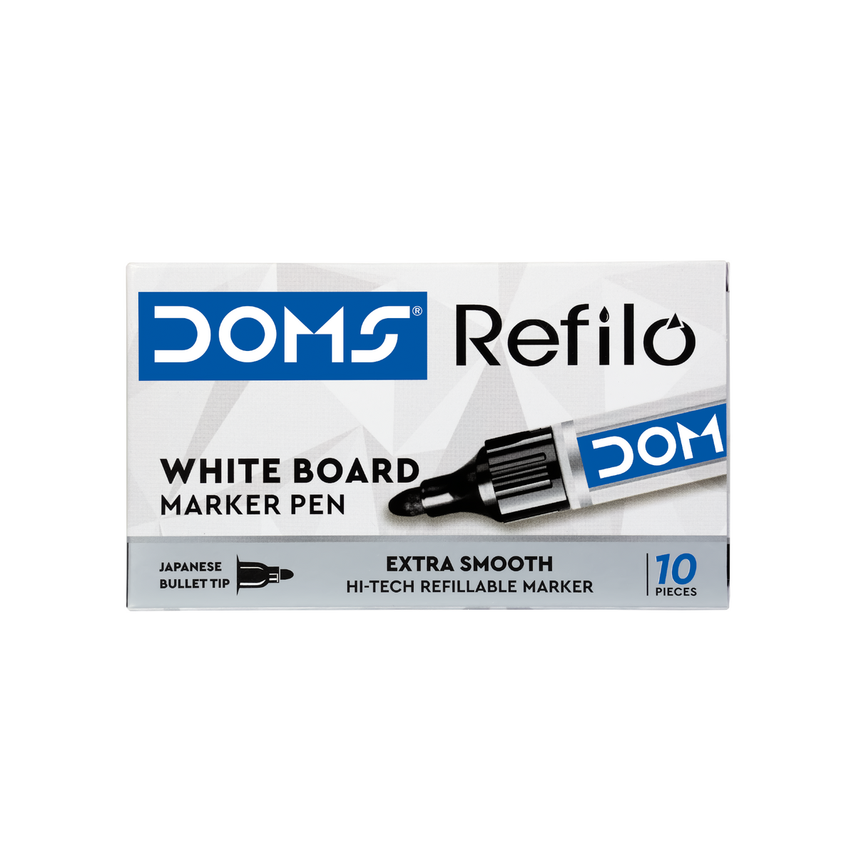 DOMS Refilo Whiteboard Marker Pen – Japanese Bullet Tip, Refillable, Low Odour, Easy Erase Dry Erase Markers | Smooth Writing for Office, School & Classroom (Multi-Colour Pack Available)