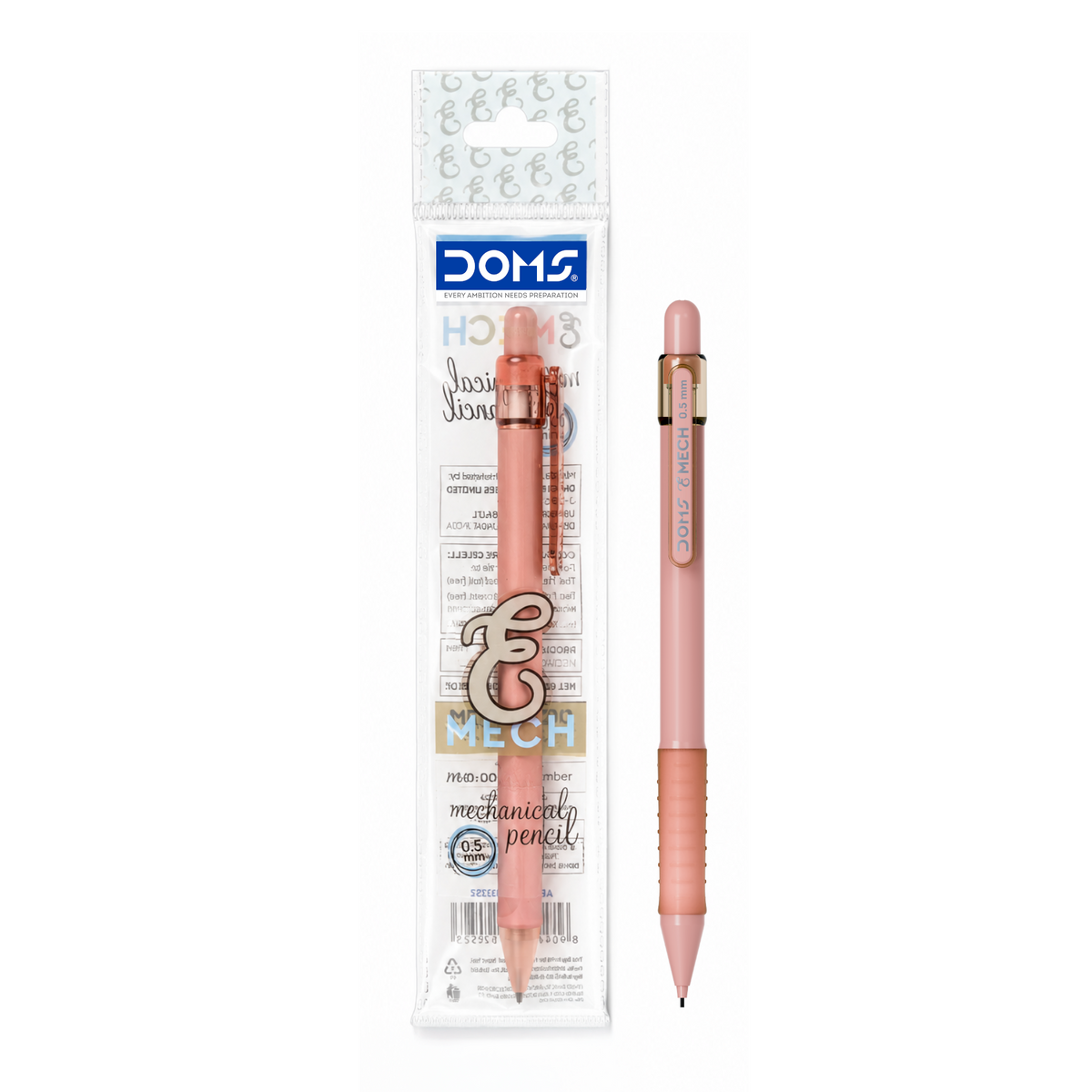 DOMS E-Mech Mechanical Pencil 0.5mm | Precision Fine Writing Pencil with Smooth Click Mechanism & Eraser | Comfortable Grip