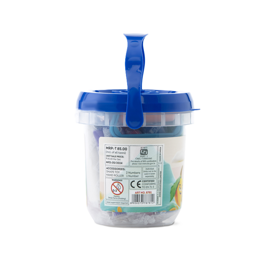 DOMS Modelling Dough 10 Shades (150g) with Bucket & Tools | Soft Non-Sticky Dough for Kids Creative Play