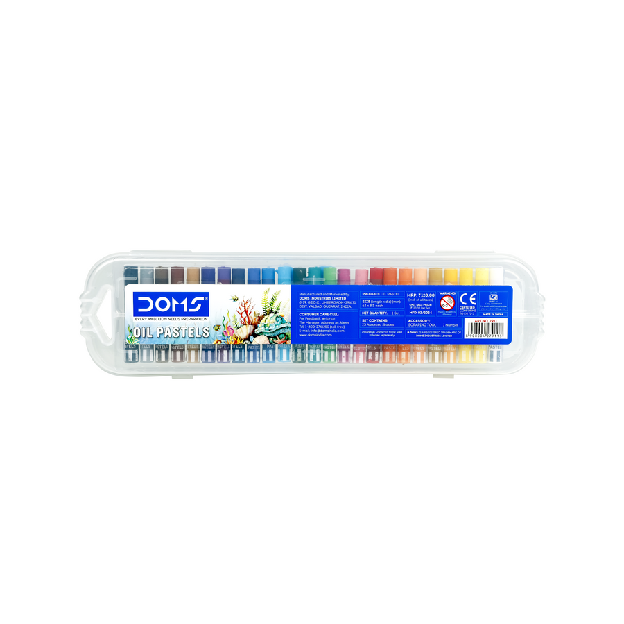 DOMS Oil Pastels Plastic Pack – Smooth Blendable Colours | Vibrant Art Pastels Set with Storage Case